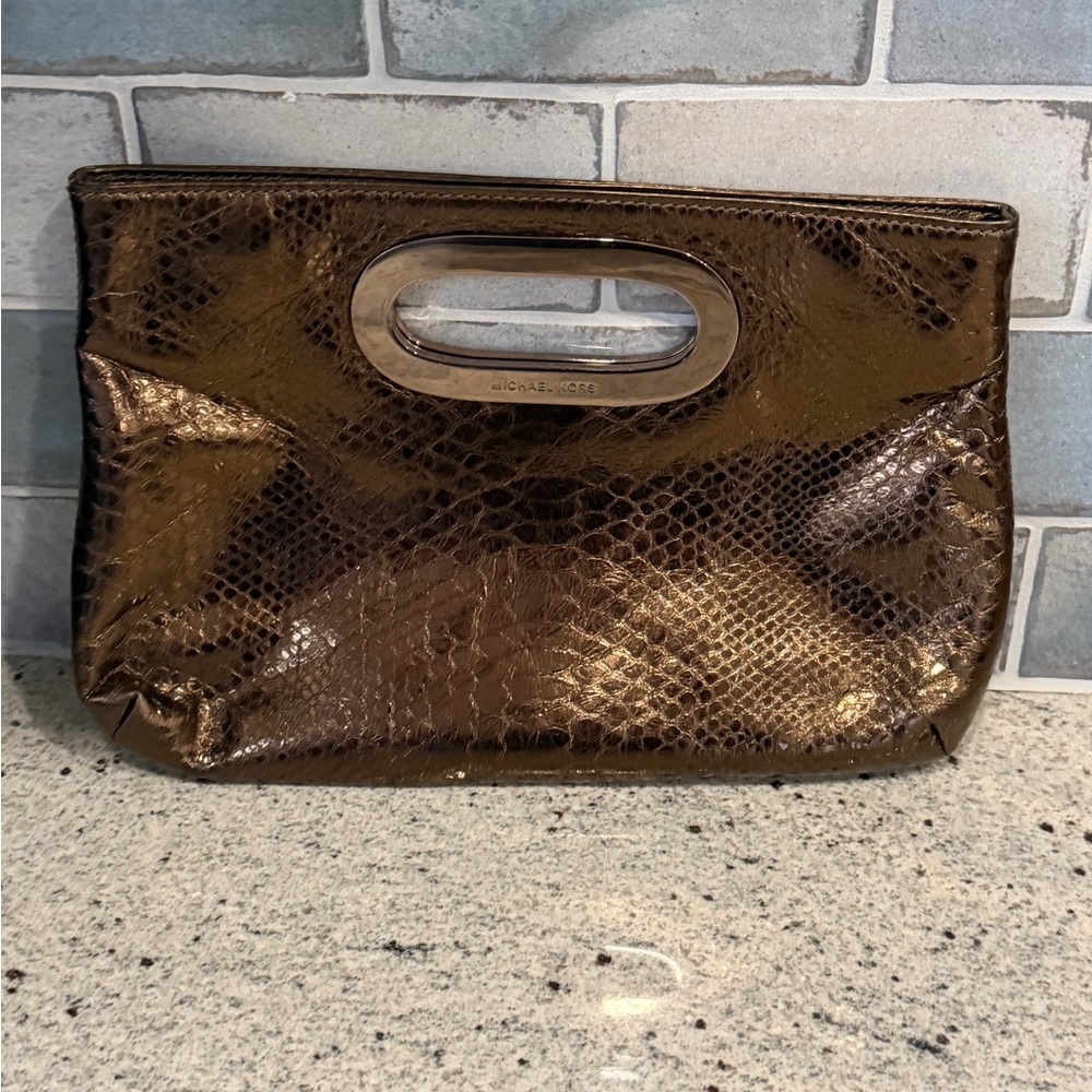 Michael Kors Metallic Brown Clutch